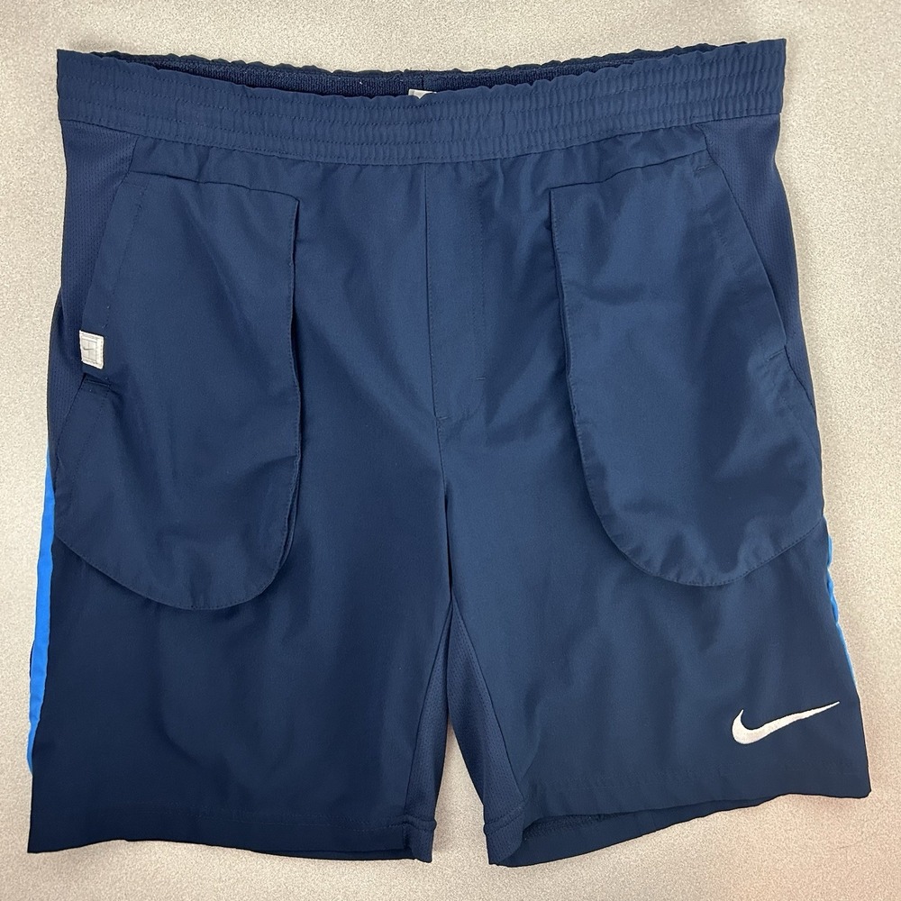 Vintage Nike Athletic Shorts Mens Small Blue Fit Dry External Pockets Drawstring